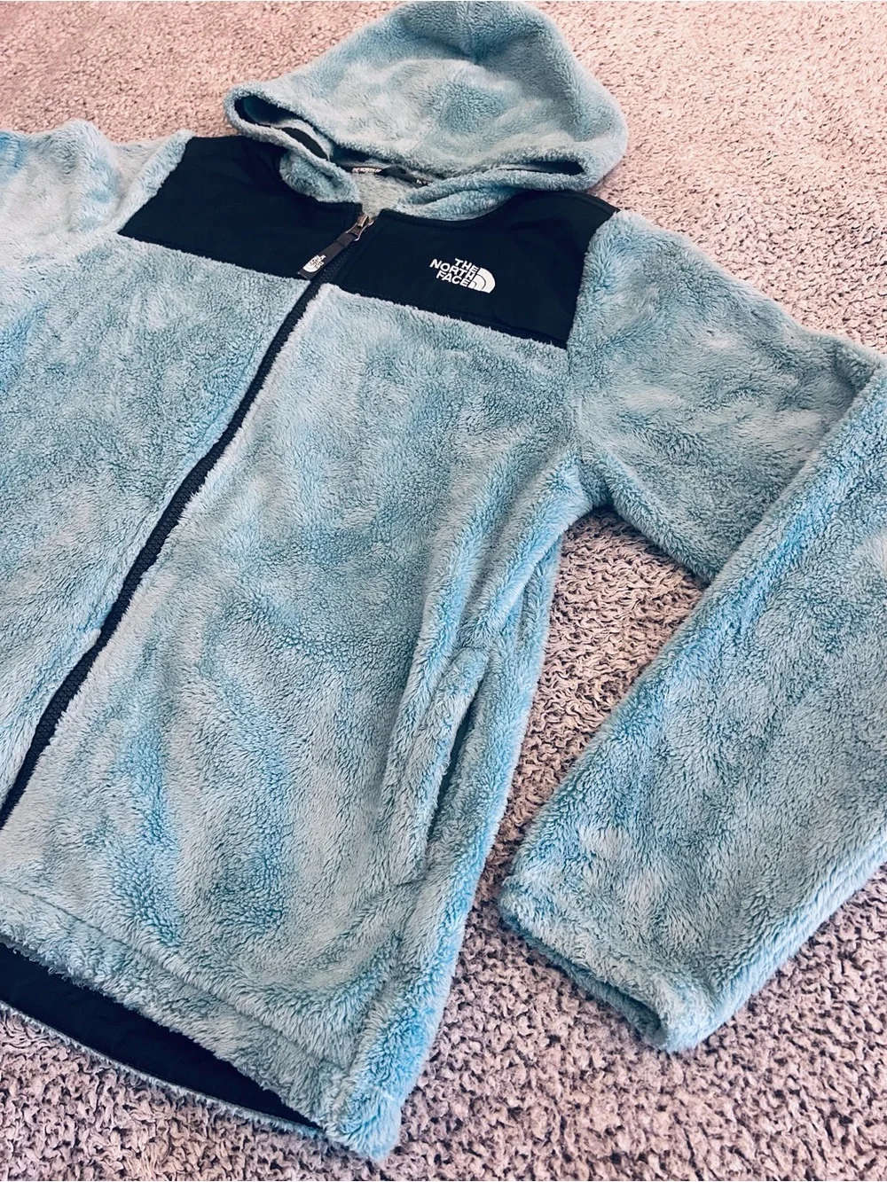 The North Face Girls Blue Teal Oso Full Zip Hooded Fleece Jacket X-Large (18)